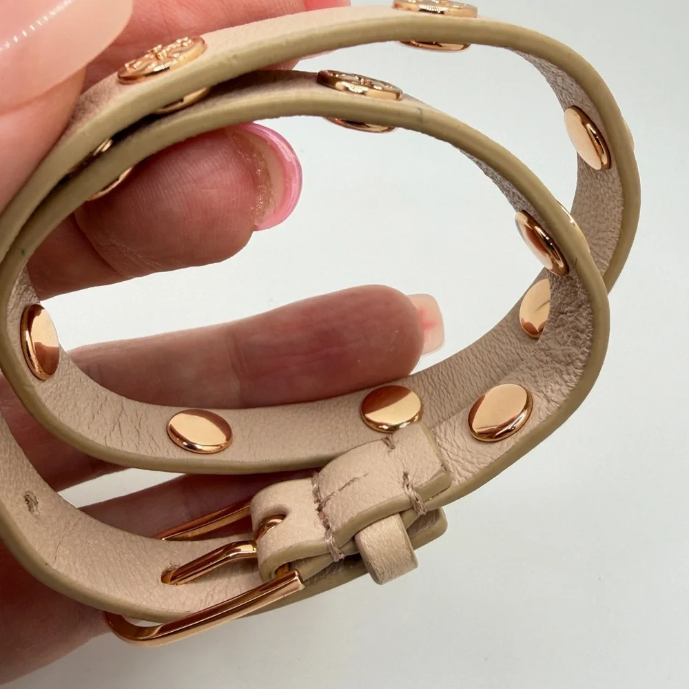 Tory Burch Double Wrap‎ Logo Bracelet in Pink leather and Rose Gold!